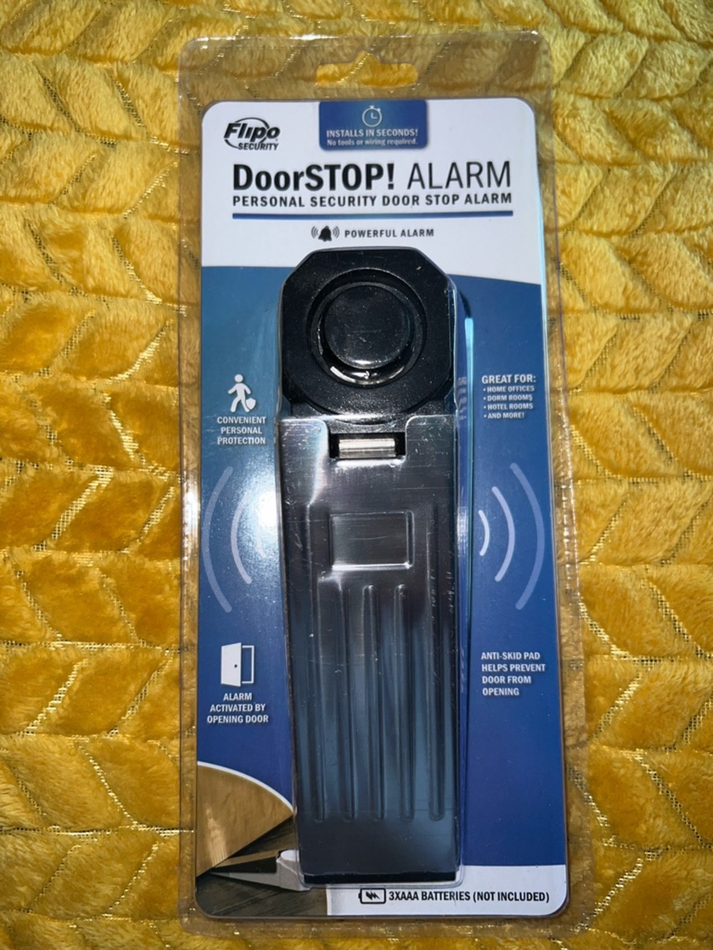 DoorSTOP! Alarm - Black and Silver Personal Door Stop Alarm